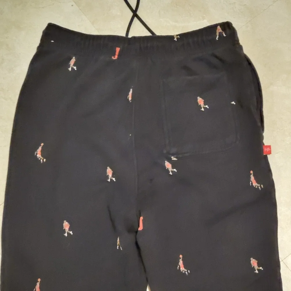 VTG Nike Air Jordan Mens M Medium All Over‎ Print Jumpman AOP Black Sweatpants